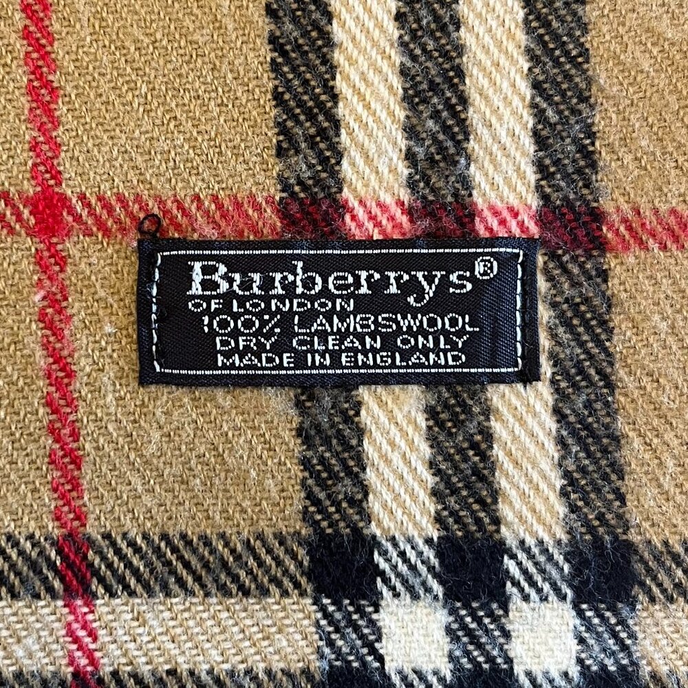 Vintage Burberrys Lambswool Tan & Black House Check Scarf